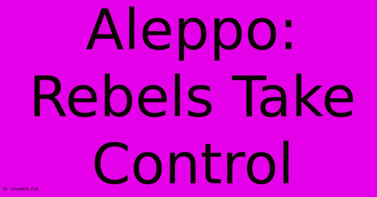 Aleppo: Rebels Take Control