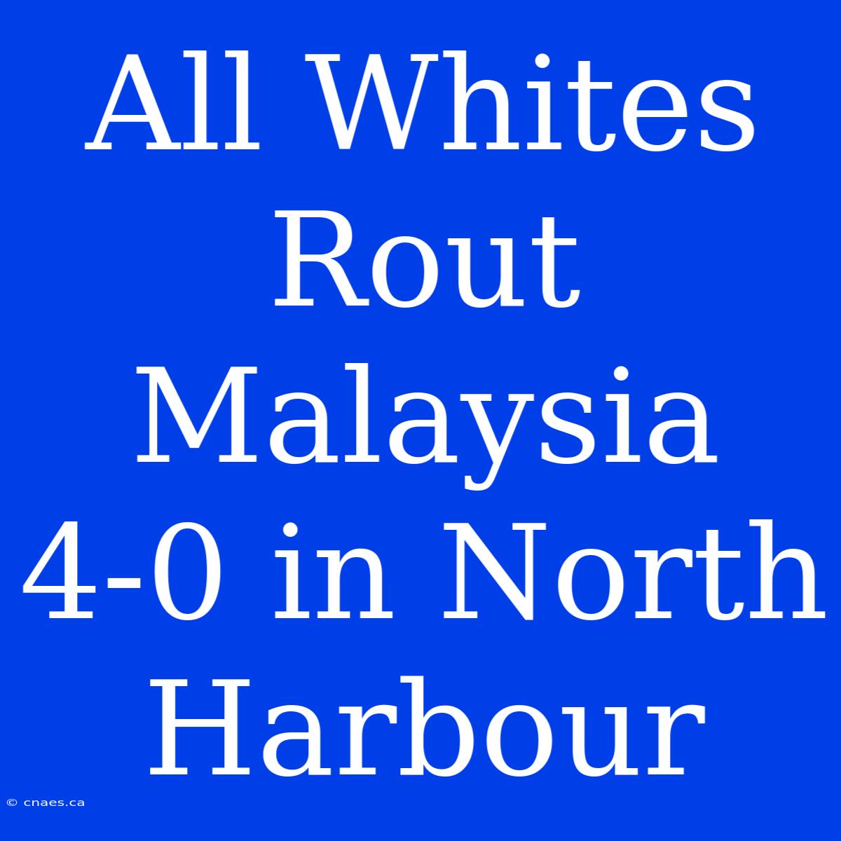 All Whites Rout Malaysia 4-0 In North Harbour