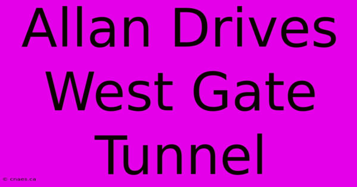 Allan Drives West Gate Tunnel