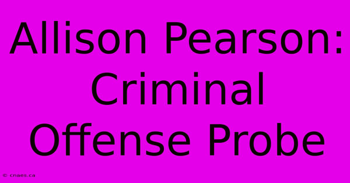 Allison Pearson: Criminal Offense Probe