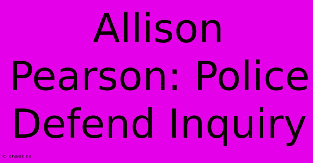 Allison Pearson: Police Defend Inquiry