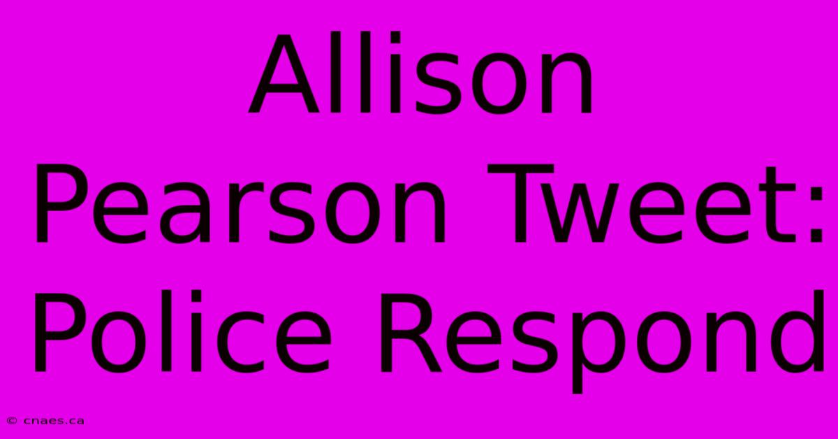 Allison Pearson Tweet: Police Respond