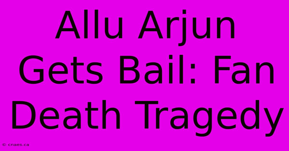 Allu Arjun Gets Bail: Fan Death Tragedy