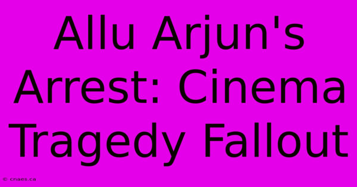 Allu Arjun's Arrest: Cinema Tragedy Fallout