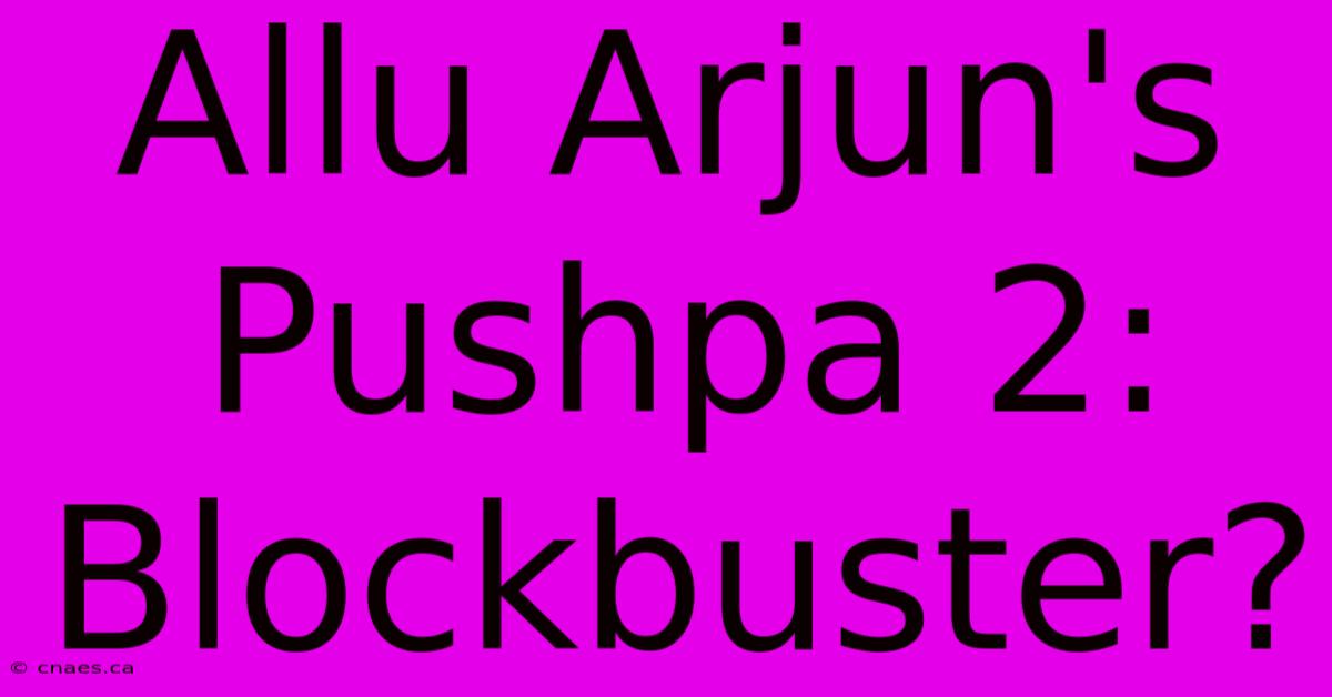 Allu Arjun's Pushpa 2: Blockbuster?