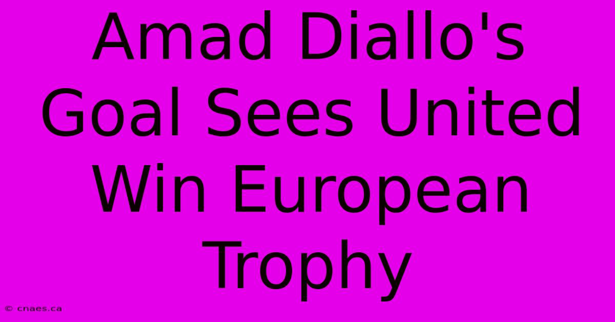 Amad Diallo's Goal Sees United Win European Trophy 