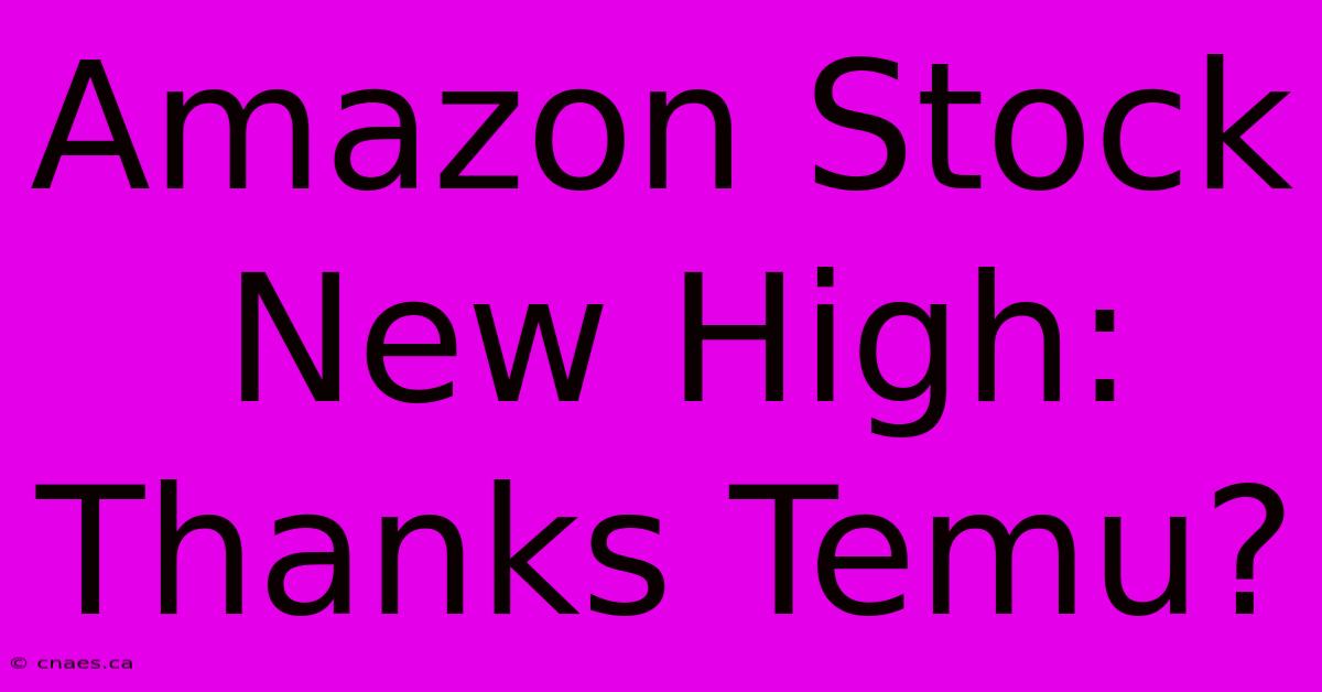 Amazon Stock New High: Thanks Temu?