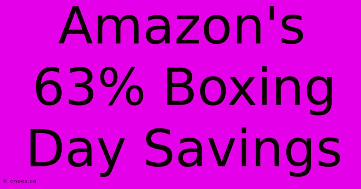 Amazon's 63% Boxing Day Savings