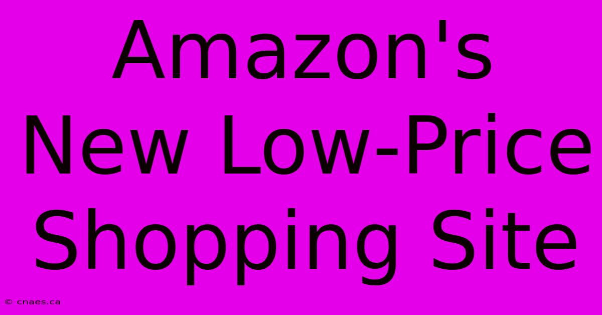 Amazon's New Low-Price Shopping Site 