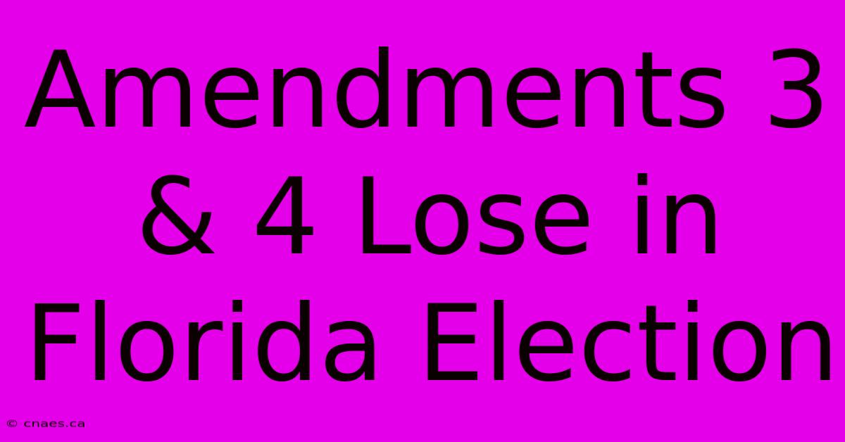 Amendments 3 & 4 Lose In Florida Election 