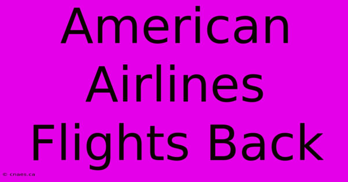 American Airlines Flights Back