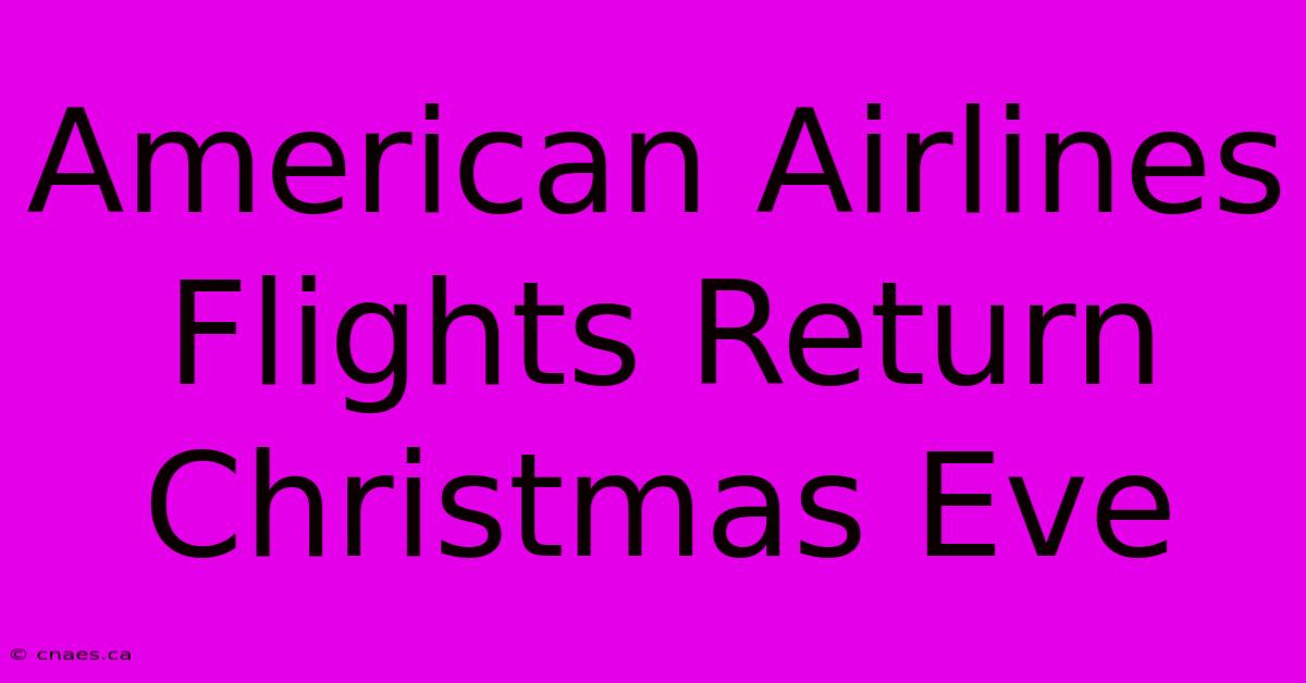 American Airlines Flights Return Christmas Eve