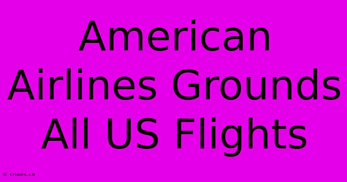 American Airlines Grounds All US Flights