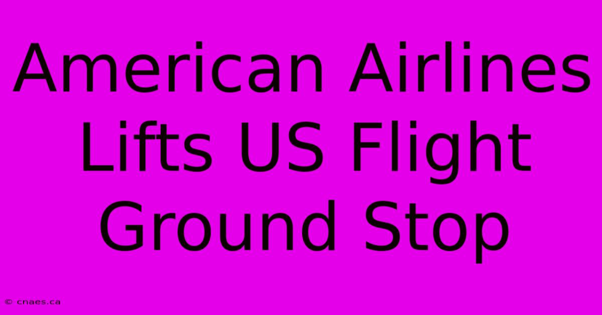 American Airlines Lifts US Flight Ground Stop