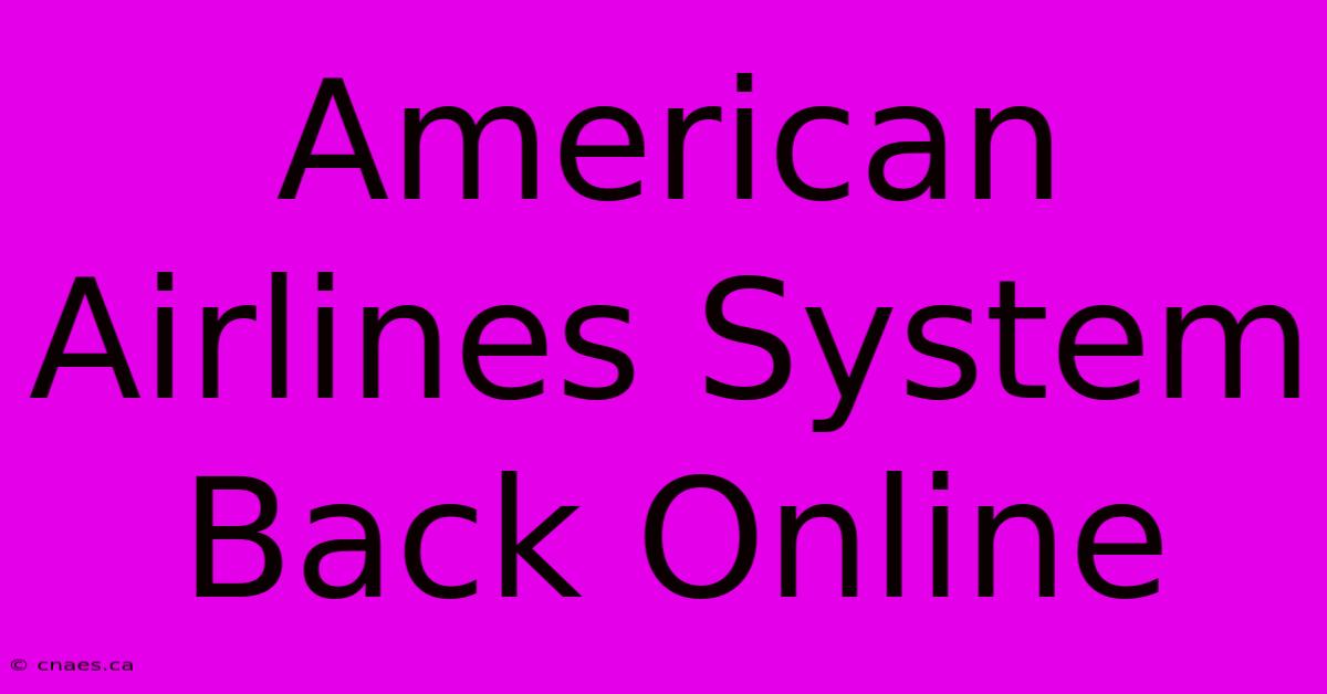 American Airlines System Back Online