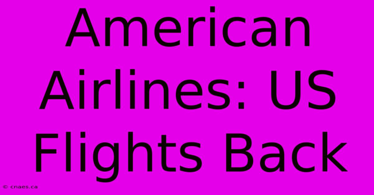 American Airlines: US Flights Back