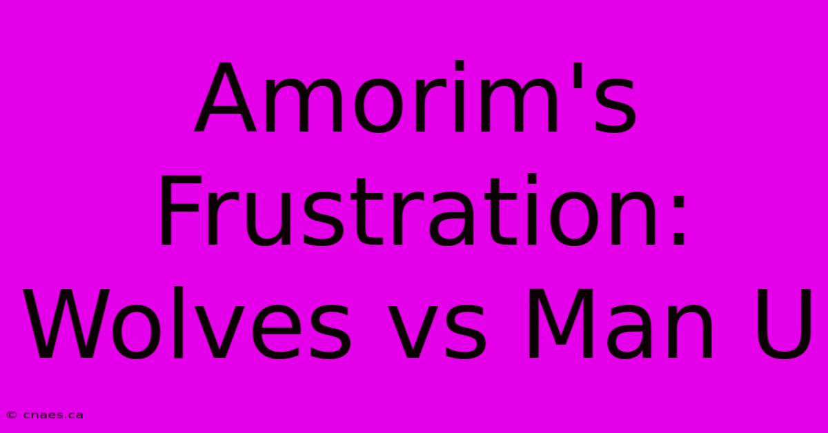 Amorim's Frustration: Wolves Vs Man U