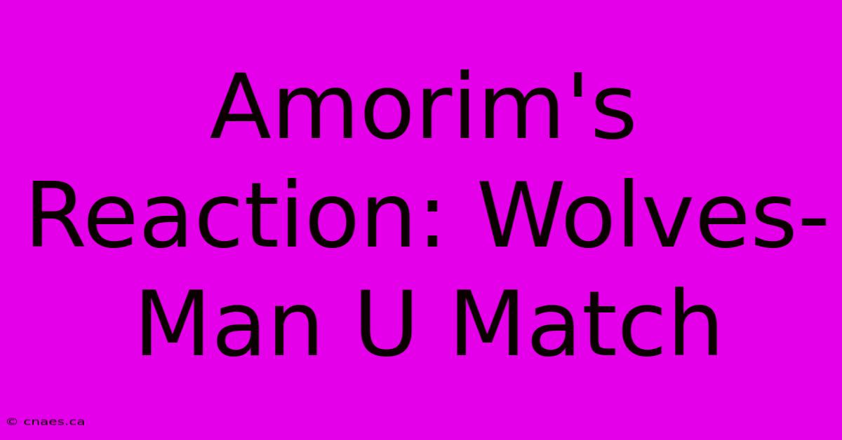 Amorim's Reaction: Wolves-Man U Match