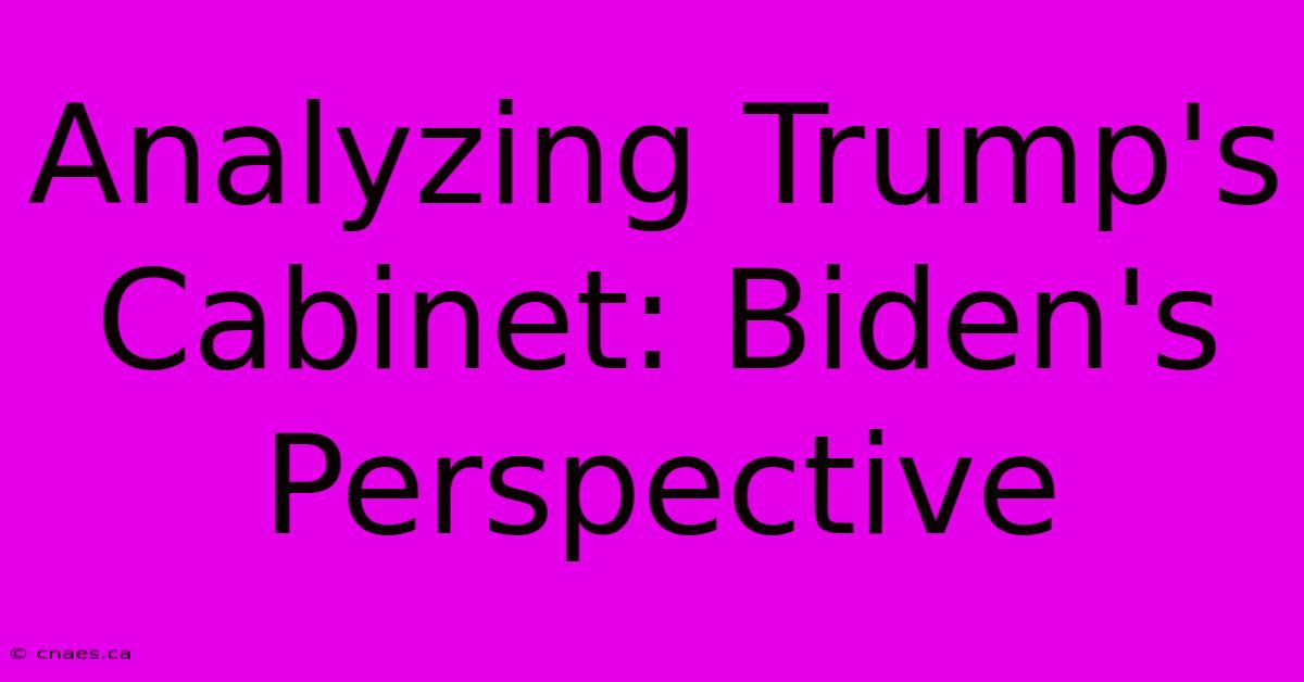 Analyzing Trump's Cabinet: Biden's Perspective