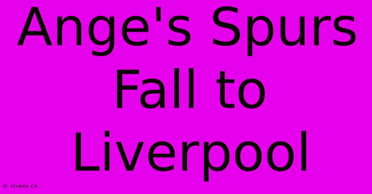 Ange's Spurs Fall To Liverpool