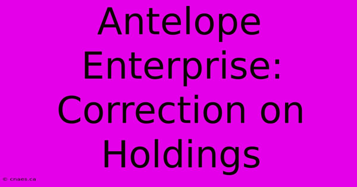 Antelope Enterprise: Correction On Holdings