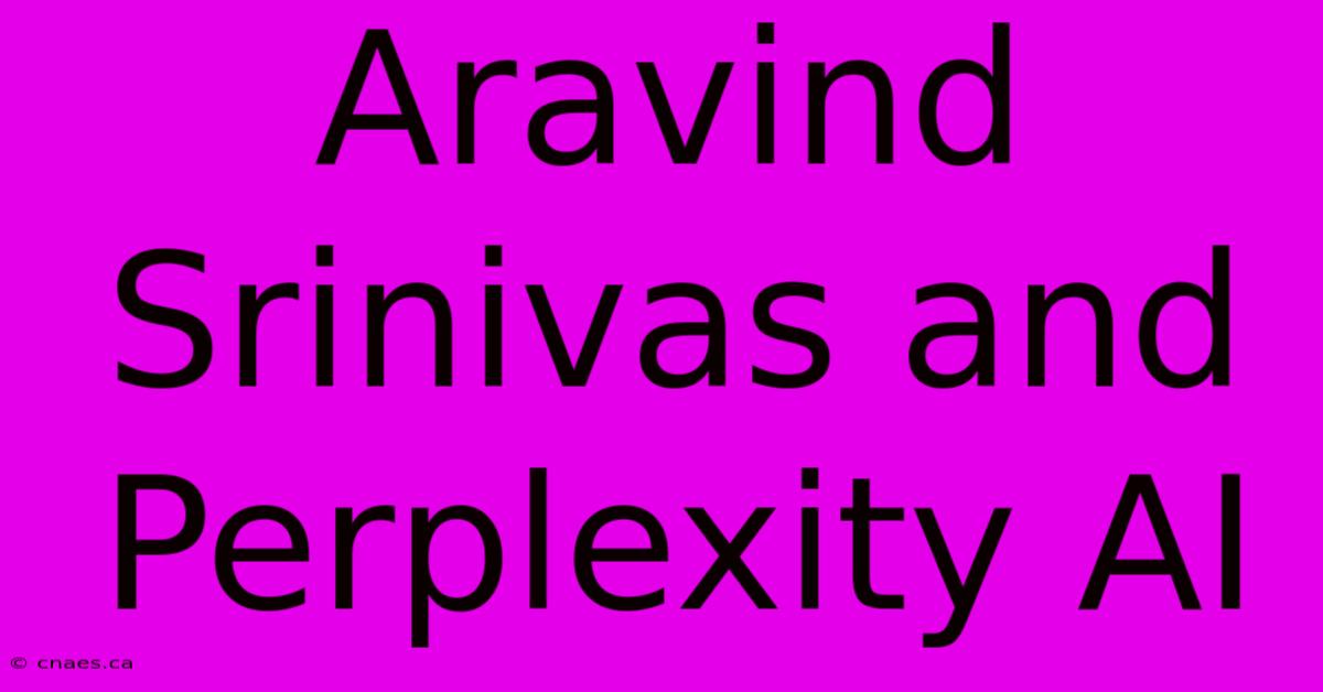 Aravind Srinivas And Perplexity AI