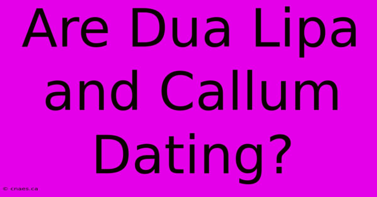 Are Dua Lipa And Callum Dating?