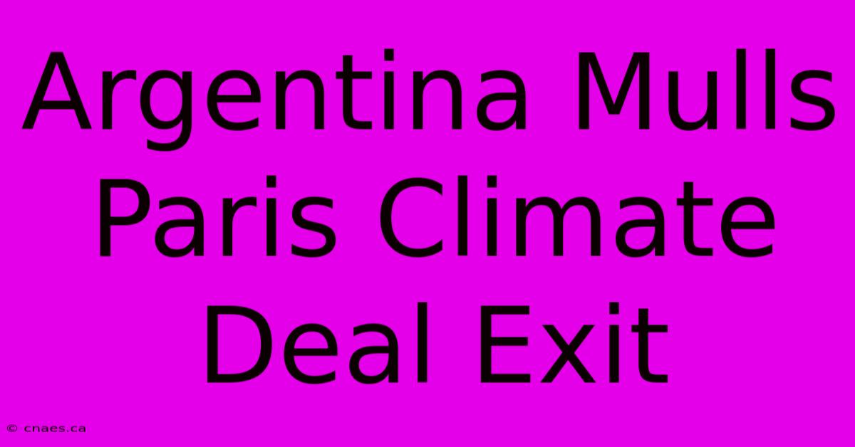 Argentina Mulls Paris Climate Deal Exit