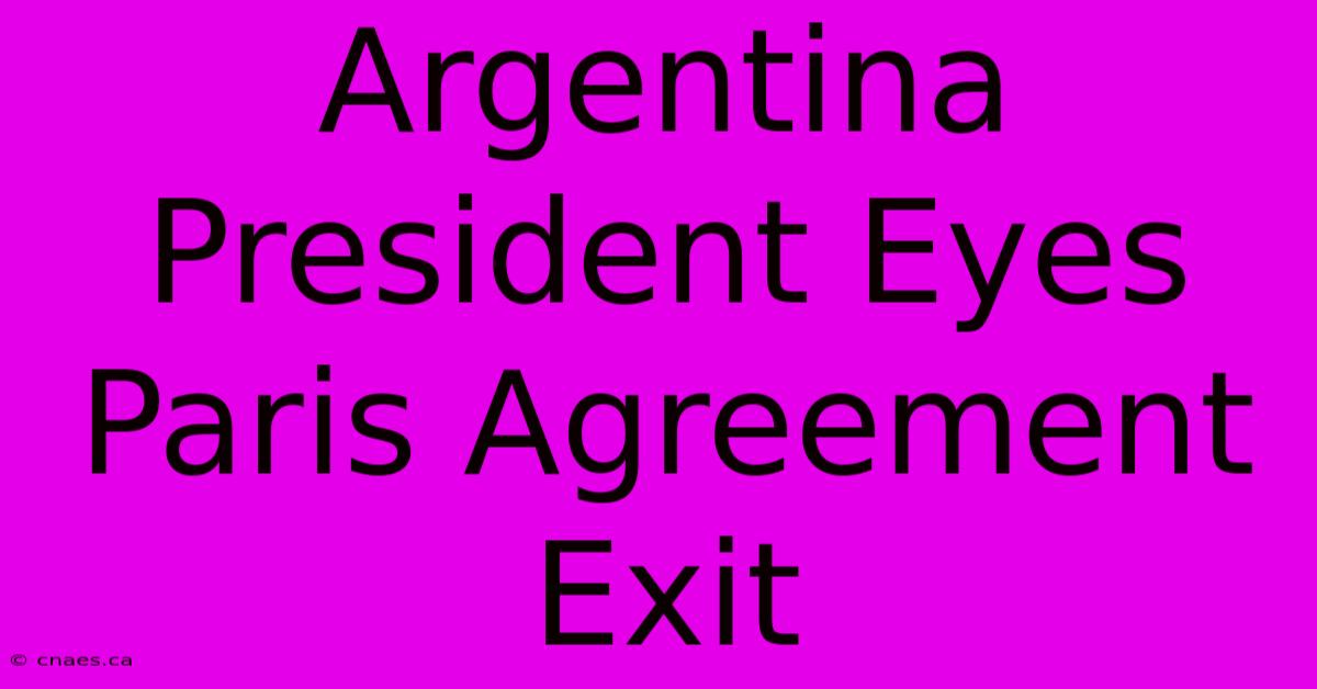 Argentina President Eyes Paris Agreement Exit