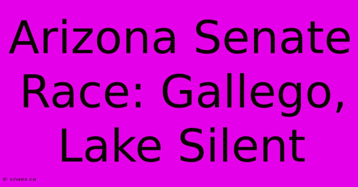 Arizona Senate Race: Gallego, Lake Silent