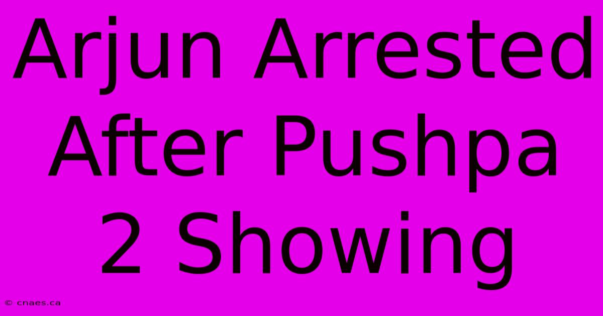 Arjun Arrested After Pushpa 2 Showing