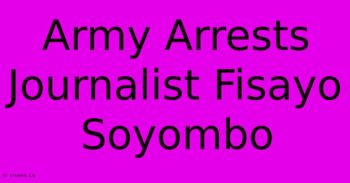 Army Arrests Journalist Fisayo Soyombo