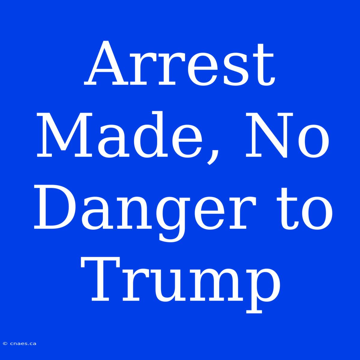 Arrest Made, No Danger To Trump