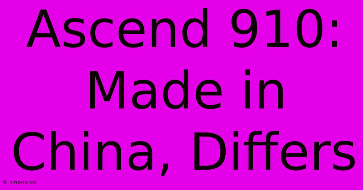 Ascend 910: Made In China, Differs