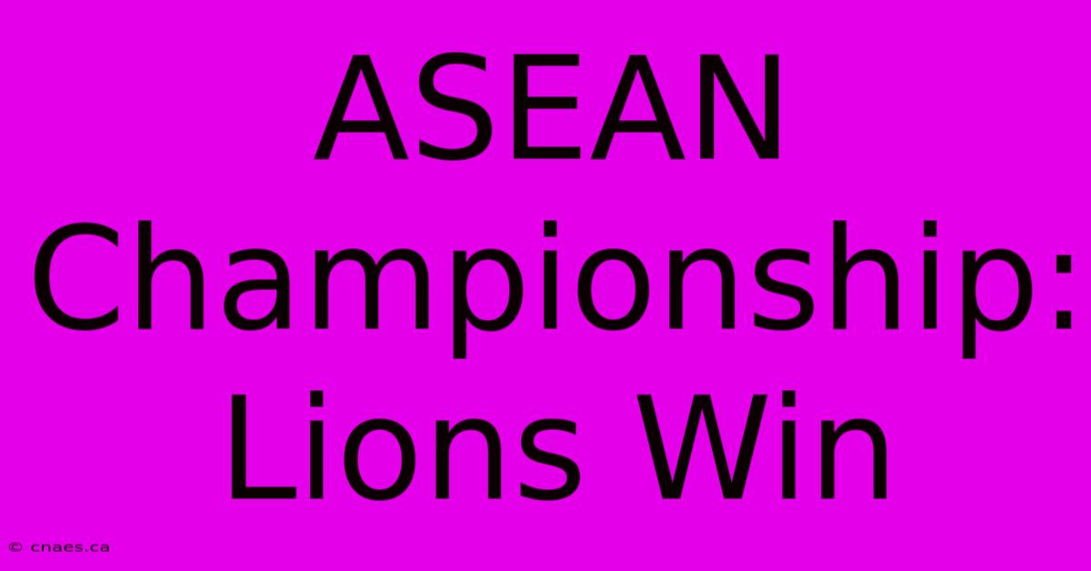 ASEAN Championship: Lions Win