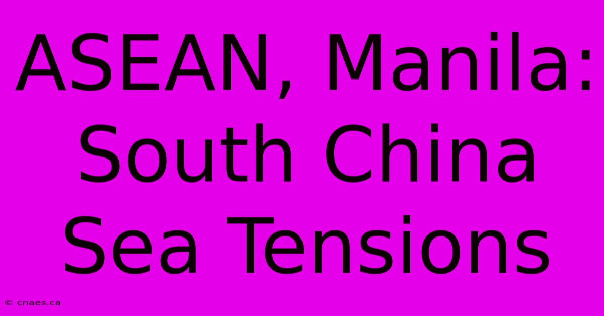 ASEAN, Manila: South China Sea Tensions 