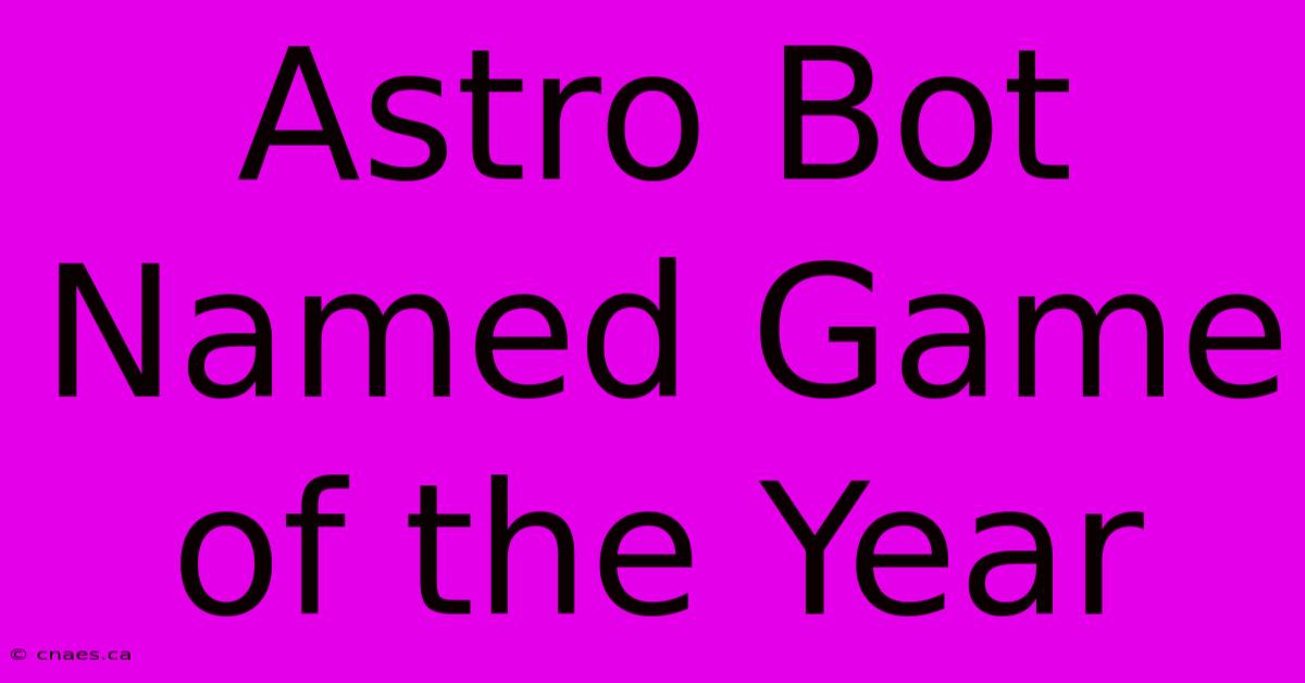 Astro Bot Named Game Of The Year