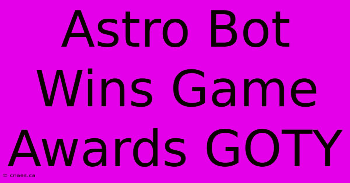 Astro Bot Wins Game Awards GOTY