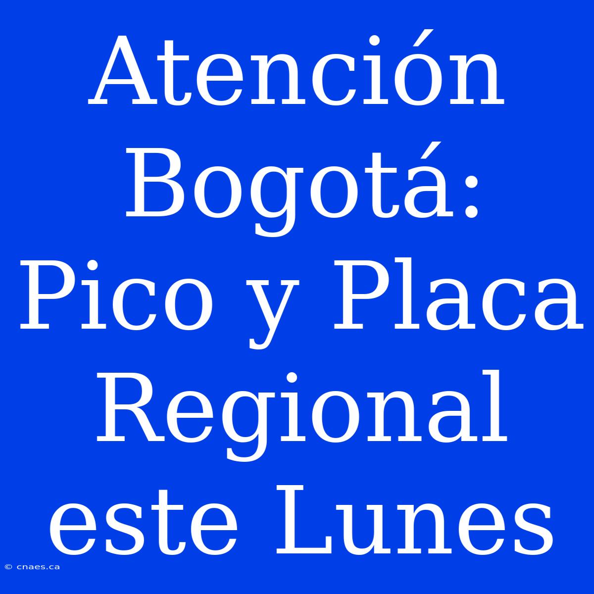 Atención Bogotá: Pico Y Placa Regional Este Lunes