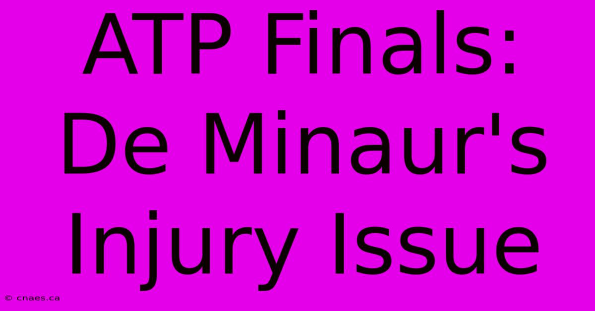 ATP Finals: De Minaur's Injury Issue 