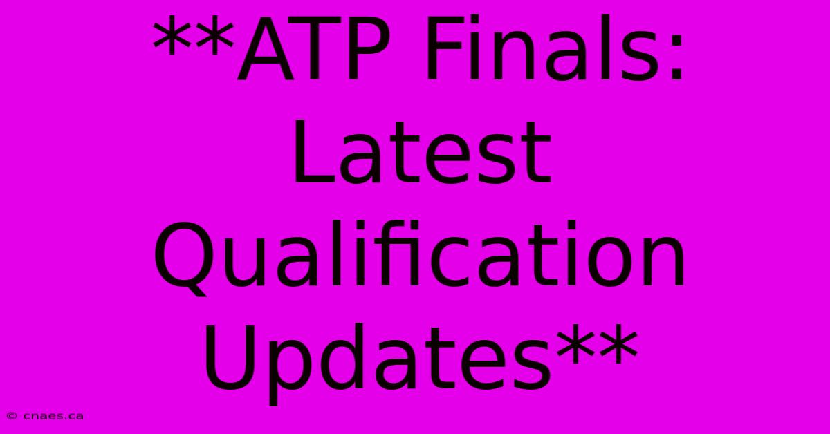 **ATP Finals: Latest Qualification Updates** 