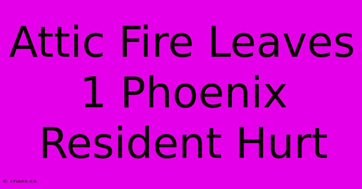 Attic Fire Leaves 1 Phoenix Resident Hurt