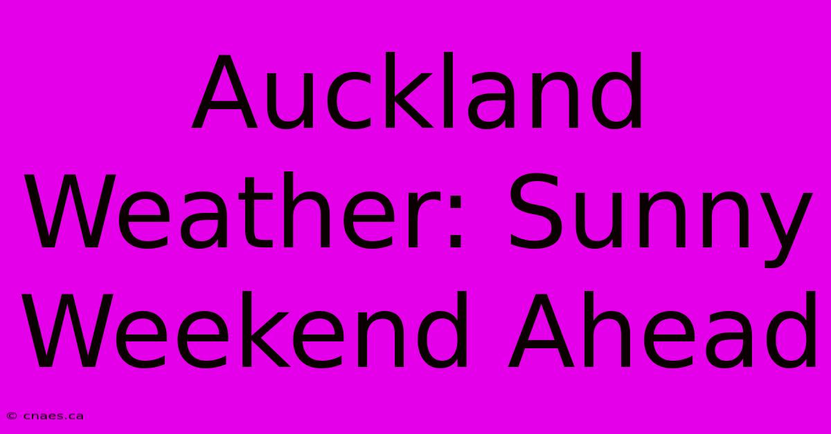 Auckland Weather: Sunny Weekend Ahead