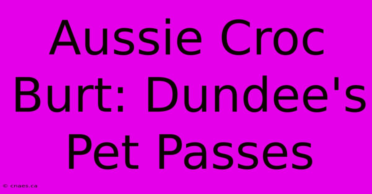 Aussie Croc Burt: Dundee's Pet Passes