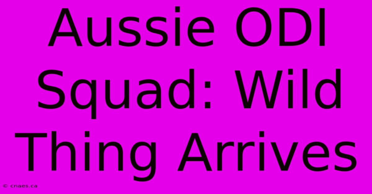 Aussie ODI Squad: Wild Thing Arrives