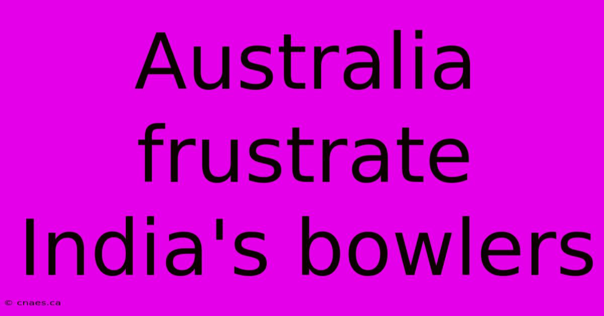 Australia Frustrate India's Bowlers