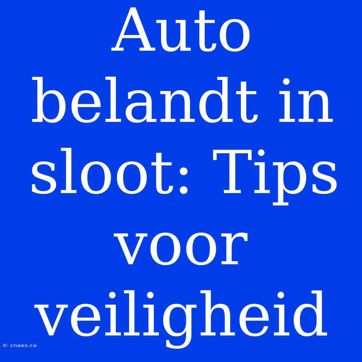 Auto Belandt In Sloot: Tips Voor Veiligheid