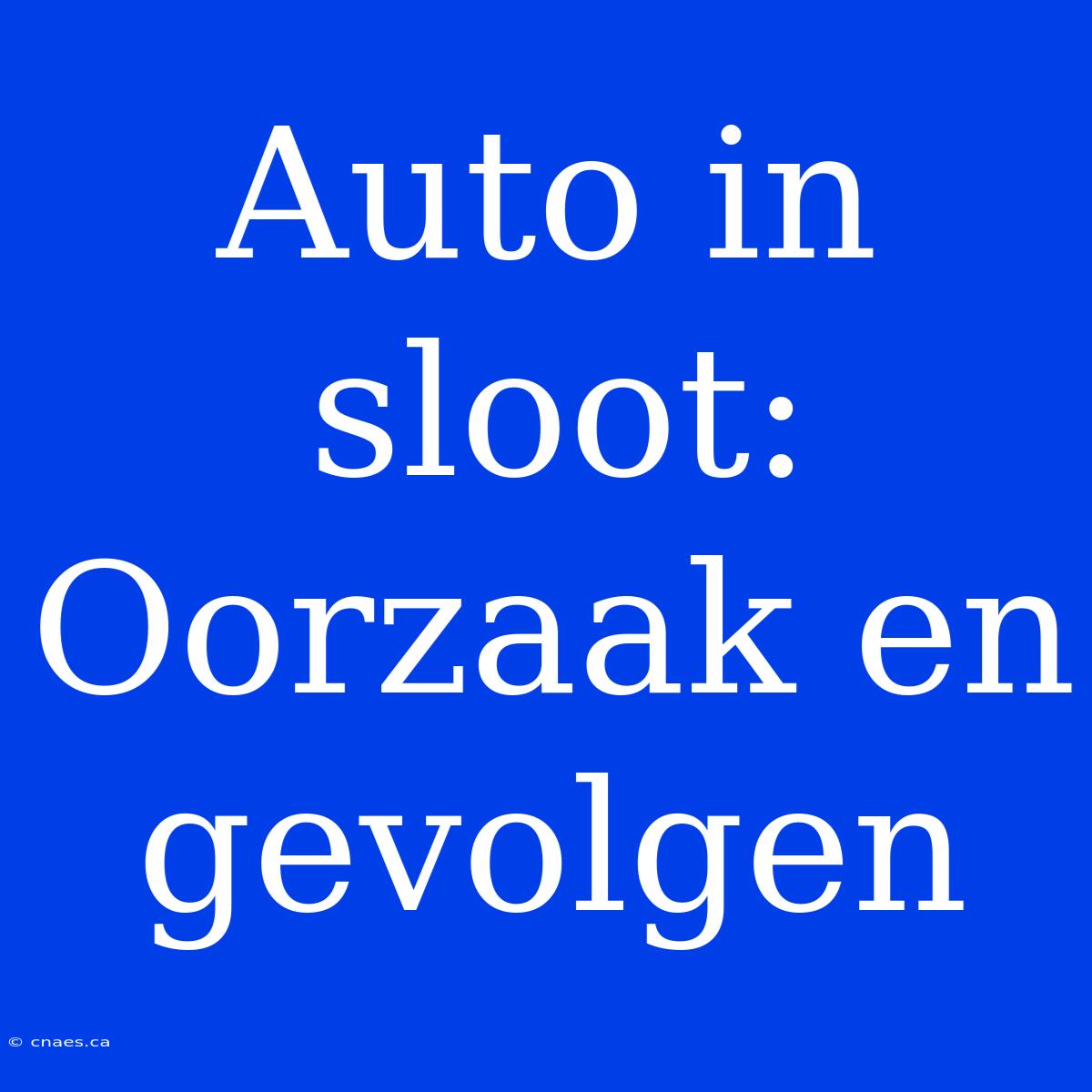 Auto In Sloot: Oorzaak En Gevolgen