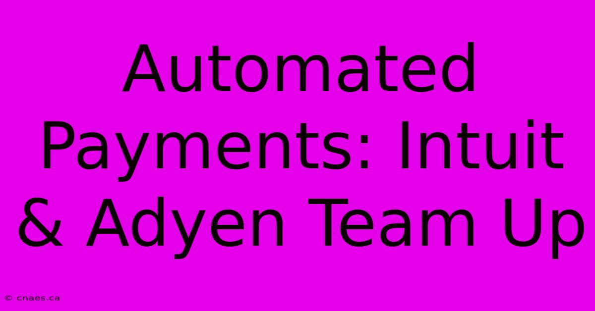 Automated Payments: Intuit & Adyen Team Up