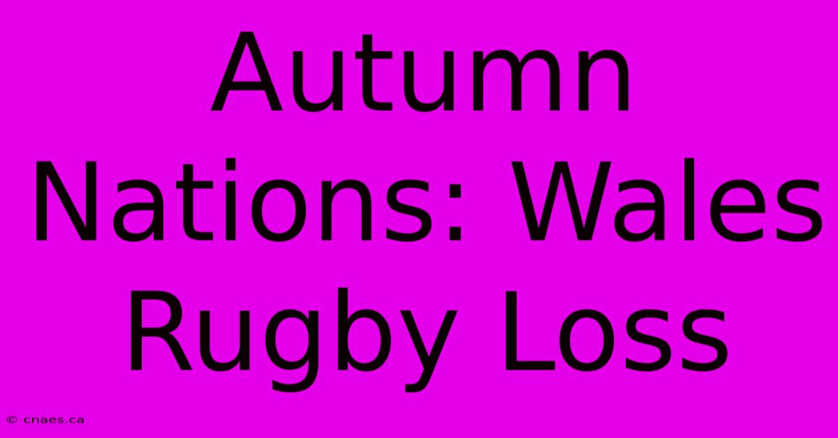 Autumn Nations: Wales Rugby Loss